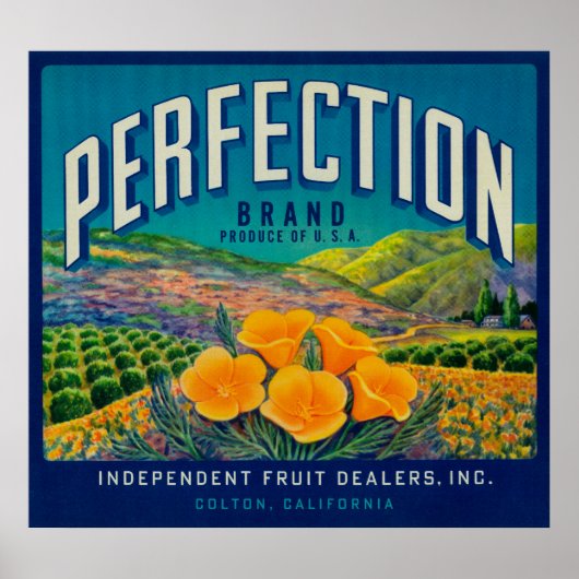 Perfectie Oranje LabelColton, CA Poster (Voorkant)