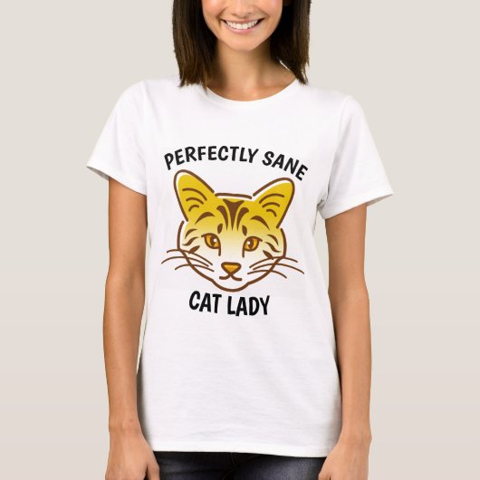PERFECTIEF SANE CAT LADY T-SHIRTS (Voorkant)