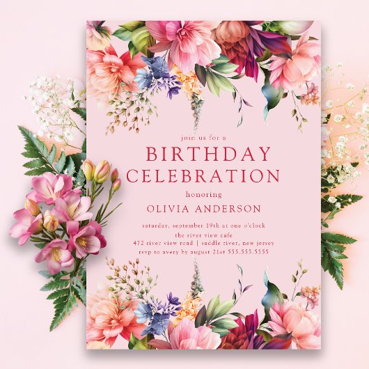 Perfection Pétale Invitation Anniversaire
