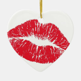 Perfectly Beautiful Lips on a Valentines Day Tree  Keramisch Ornament