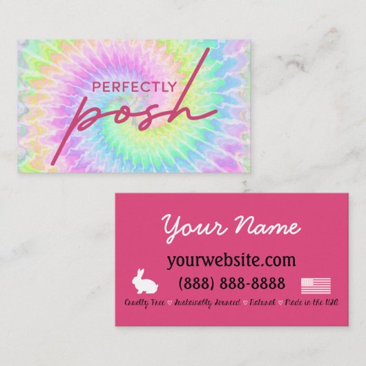 Perfectly Posh tie dye business card design Visitekaartje (Voorkant / Achterkant)