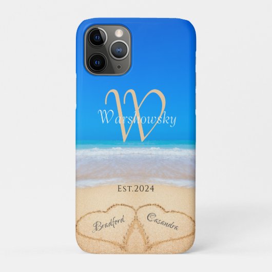 Perfortuinharten in zand gezinsmonogram Case-Mate iPhone case (Achterkant)
