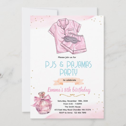 Perfume and Pajamas party Invitation Kaart (Voorkant)