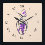 Perfume bottle fashion illustration pop art<br><div class="desc">A fashion stylish illustration clock from an original artwork by artist Sacha Grossel of a lux perfume vintage perfume bottle. This watercolour illustration of a luxury brand perfume is in pop art et the background colour is customisable.</div>