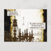 Pergamentrol Kroonluchter Save the Date Aankondigingskaart (Achterkant)