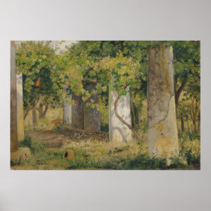 Pergola met wijndruiven (wijngaard) poster