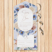 Peri Blue Boho Bloemen & Grassen Geen Diner