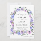 Peri & Paarse Floral Arch Wedding Kaart (Voorkant)