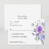 Peri & Paarse Floral no Meal RSVP (Voorkant / Achterkant)