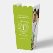 Peridot 1e trouwdag groen twee foto's bedankdoosjes (Voorkant)