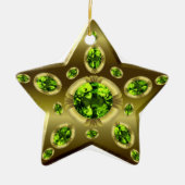 Peridot Faux Stone on Gold Star Xmas Ornament (Voorkant)