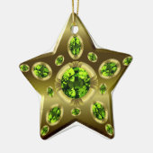 Peridot Faux Stone on Gold Star Xmas Ornament (Links)
