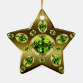 Peridot Faux Stone on Gold Star Xmas Ornament (Achterkant)