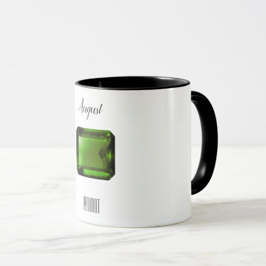 Péridot Green Emerald Coffee Mug August Gemstone (Devant droit)