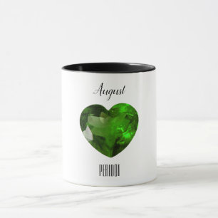 Péridot Green Heart Café Mug August Gemstone