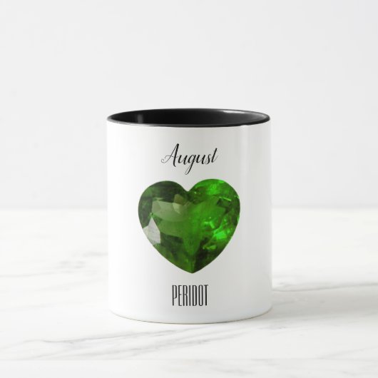 Péridot Green Heart Café Mug August Gemstone (Centre)