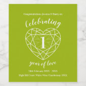 Peridot jubileum 1 jaar van liefde wijn labels wijn etiket (Enkel label)