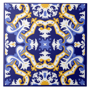 💙 perinekruid, blauw en geel Azulejos Tegeltje