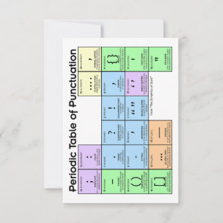 Period Table of Punctuation Cards Bedankkaart