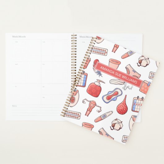 Période / Cycle menstruel - Votre nom /Monogramme (Devant avec enveloppe)