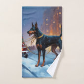 Période de fêtes de Noël Doberman (Serviette à main)