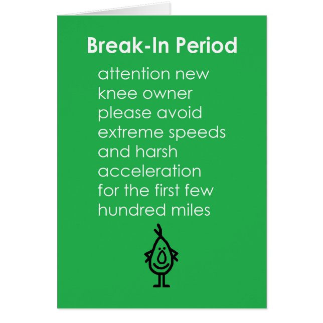 Période de rodage - un poème drôle de rechange de (Devant)