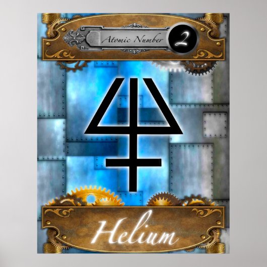 Periodic Element Helium Atomic Number 2 Poster (Voorkant)