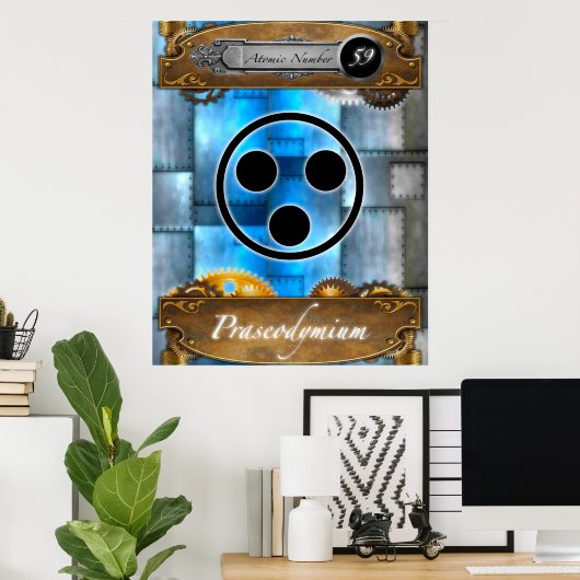 Periodic Element Praseodymium Atomic #59 Poster (Thuiskantoor)