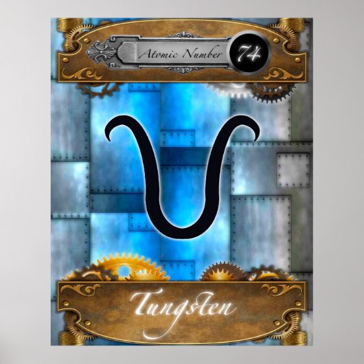 Periodic Element Tungsten Atomic #74 Poster (Voorkant)