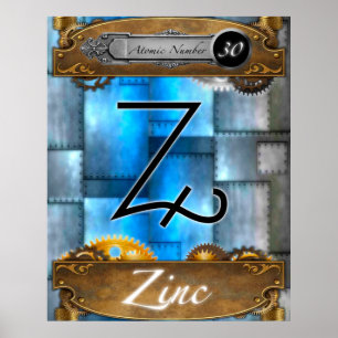 Periodic Element Zinc Atomic Number #30 Poster