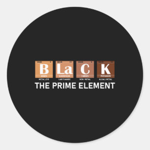 Periodic Table Black Het Prime Element Ronde Sticker