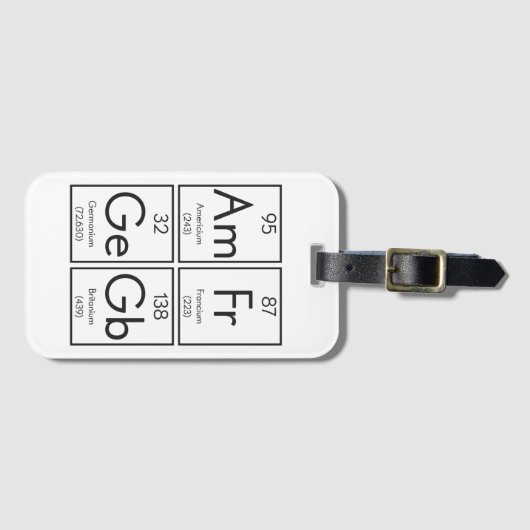 Periodic Table British Element Funny Bagagelabel (Voorkant (horizontaal))