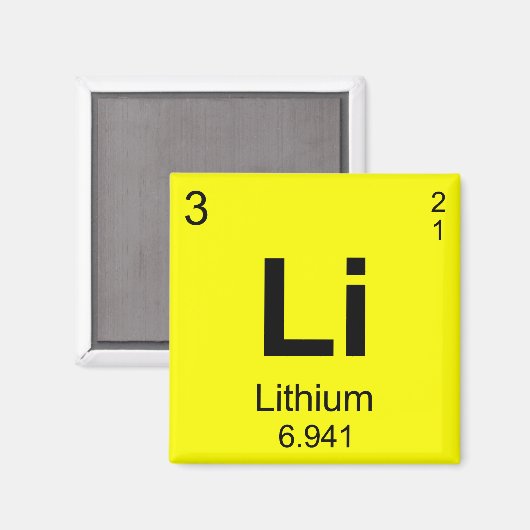Periodiek overzicht van elementen (Lithium) Magneet (Voorkant / Achterkant)