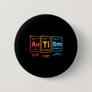 Periodiek Systeem Geïnspireerd Autisme Wetenschap Ronde Button 5,7 Cm