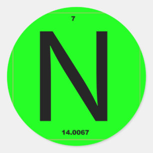 Periodiek systeem letter N Ronde Sticker