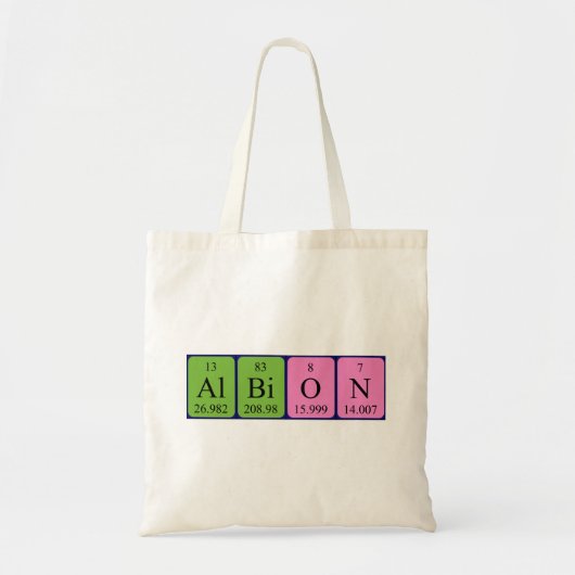 Periodieke Albion-tabelnaam canvas tas (Voorkant)
