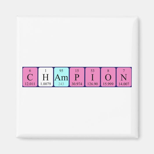 Periodieke Champion-tabelnaam magnet Magneet (Voorkant)