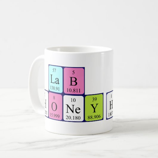 Periodieke naam Lab Honey mok (Voorkant links)