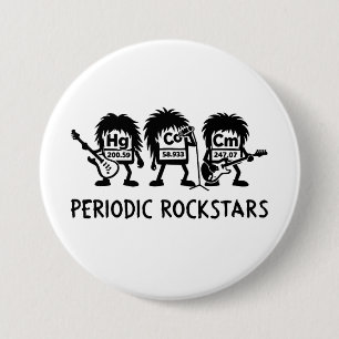 Periodieke Rocksterren Chemie Humor Ronde Button 7,6 Cm