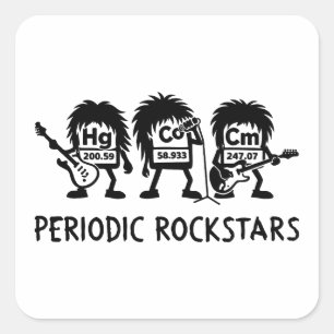 Periodieke Rocksterren Chemie Humor Vierkante Sticker