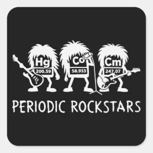 Periodieke Rocksterren Chemie Humor Vierkante Sticker