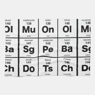 Periodieke Tabel der Pizza-bestanddelen Theedoek