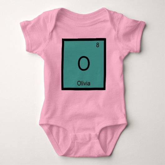 Periodieke tabel Olivia Name Chemistry Element Romper (Voorkant)
