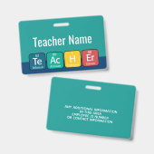 Periodieke Tabelelementen Spellingleraar Badge (Front & Back)