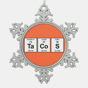 Periodieke TaCoS-tabel Tin Sneeuwvlok Ornament