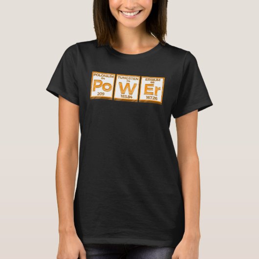 Periodieke tafel power fitness elementen houdt van t-shirt (Voorkant)