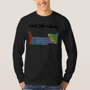 Periodieke tafel van klimmende rotsbeklimmer t-shirt