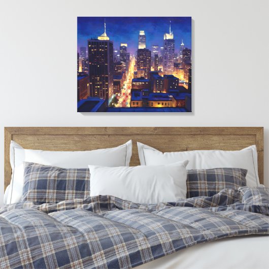 Peripheral Metropolis View Canvas Afdruk (Insitu (Slaapkamer))