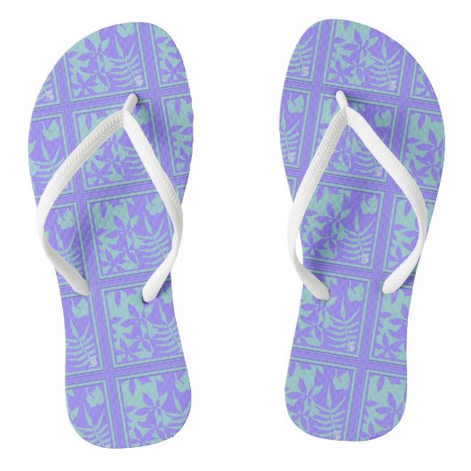 Periwinkle/Aqua Leaves Teenslippers (Voetbed)
