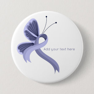 Periwinkle Awareness Ribbon Butterfly Button